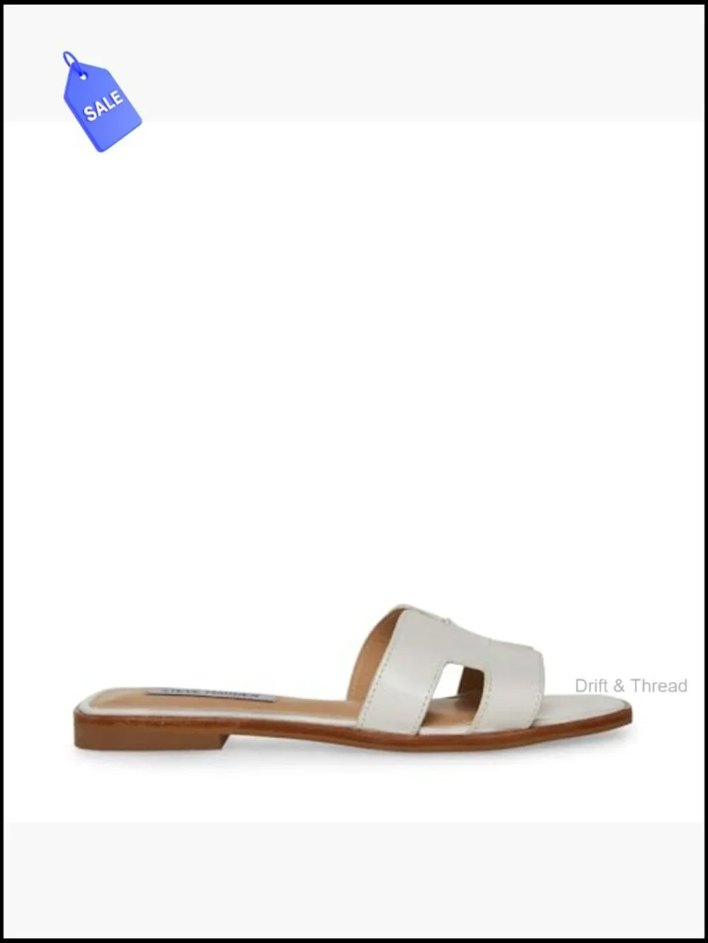 Women's Leather Slide Sandals with Square Toe
